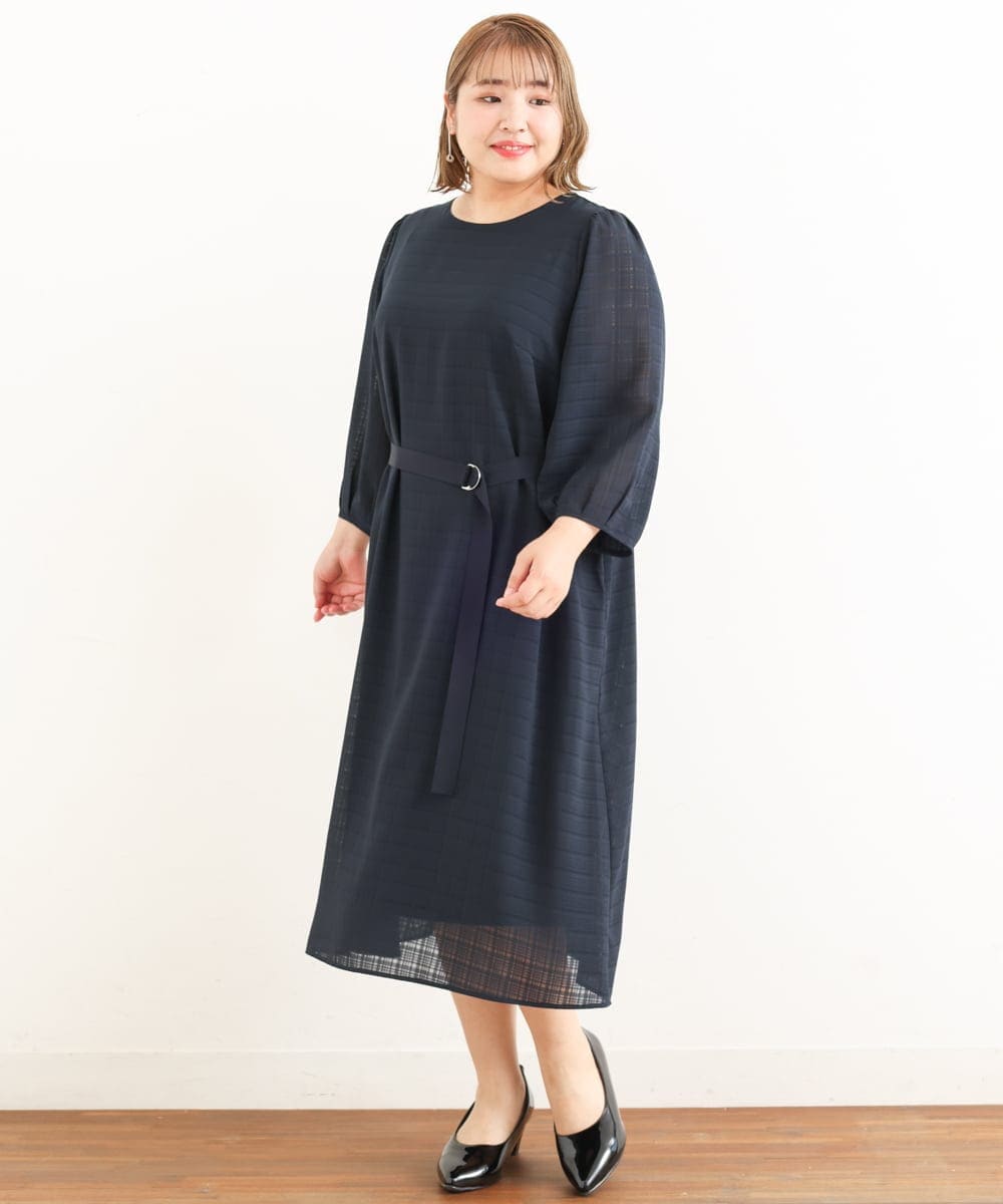 OLEIP53140 eur3(エウルキューブ) 【大きいサイズ/11号サイズあり】チェック柄ワンピース ネイビー(57)