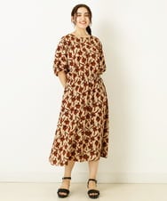 OLEIP54130 eur3(エウルキューブ) 【大きいサイズ/11号サイズあり】ボタニカルプリントワンピース ベージュ(82)