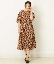 OLEIP54130 eur3(エウルキューブ) 【大きいサイズ/11号サイズあり】ボタニカルプリントワンピース ベージュ(82)
