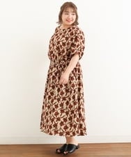 OLEIP54130 eur3(エウルキューブ) 【大きいサイズ/11号サイズあり】ボタニカルプリントワンピース ベージュ(82)