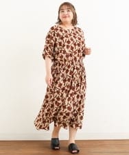OLEIP54130 eur3(エウルキューブ) 【大きいサイズ/11号サイズあり】ボタニカルプリントワンピース ベージュ(82)
