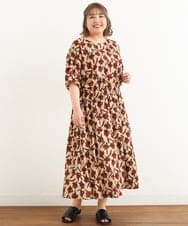 OLEIP54130 eur3(エウルキューブ) 【大きいサイズ/11号サイズあり】ボタニカルプリントワンピース ベージュ(82)