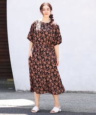 OLEIP54130 eur3(エウルキューブ) 【大きいサイズ/11号サイズあり】ボタニカルプリントワンピース ブラック(94)