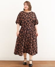 OLEIP54130 eur3(エウルキューブ) 【大きいサイズ/11号サイズあり】ボタニカルプリントワンピース ブラック(94)
