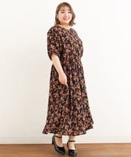 OLEIP54130 eur3(エウルキューブ) 【大きいサイズ/11号サイズあり】ボタニカルプリントワンピース ブラック(94)