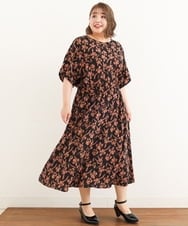 OLEIP54130 eur3(エウルキューブ) 【大きいサイズ/11号サイズあり】ボタニカルプリントワンピース ブラック(94)