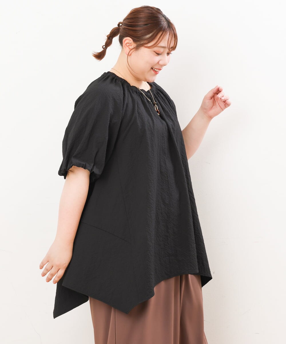OLEIS40080 eur3(エウルキューブ) 【大きいサイズ】イレヘムフレアチュニック ブラック(94)