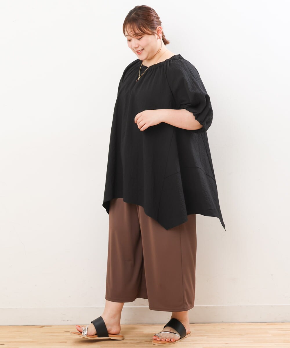 OLEIS40080 eur3(エウルキューブ) 【大きいサイズ】イレヘムフレアチュニック ブラック(94)