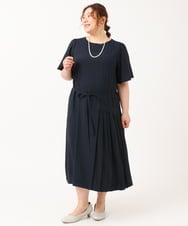 OLEIV36179 eur3(エウルキューブ) 【大きいサイズ/11号サイズあり】プリーツワンピース ネイビー(57)