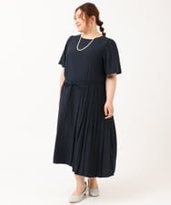OLEIV36179 eur3(エウルキューブ) 【大きいサイズ/11号サイズあり】プリーツワンピース ネイビー(57)