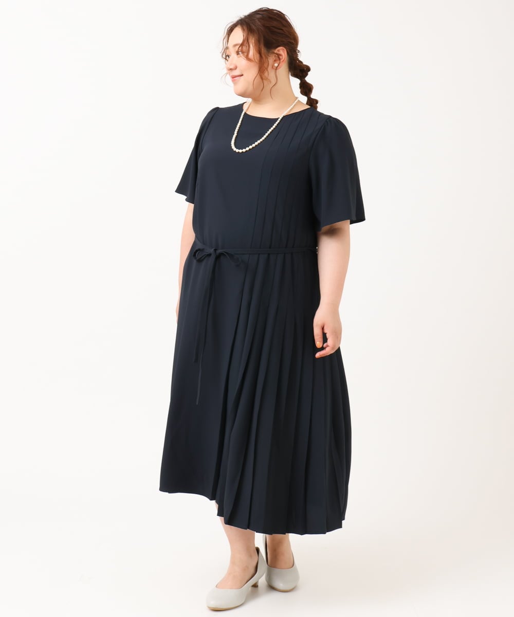 OLEIV36179 eur3(エウルキューブ) 【大きいサイズ/11号サイズあり】プリーツワンピース ネイビー(57)
