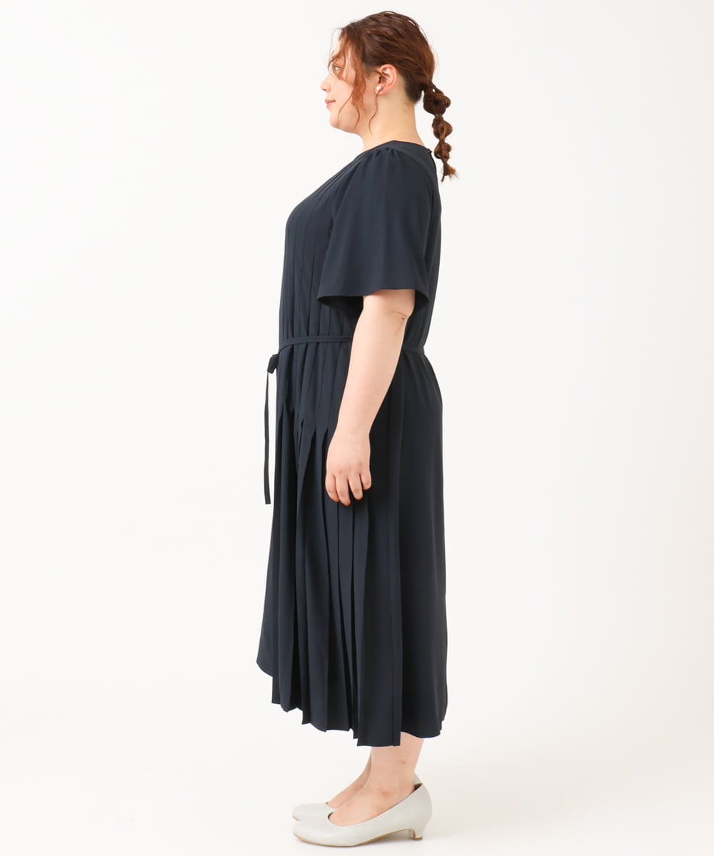 OLEIV36179 eur3(エウルキューブ) 【大きいサイズ/11号サイズあり】プリーツワンピース ネイビー(57)
