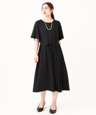 OLEIV36179 eur3(エウルキューブ) 【大きいサイズ/11号サイズあり】プリーツワンピース ブラック(94)