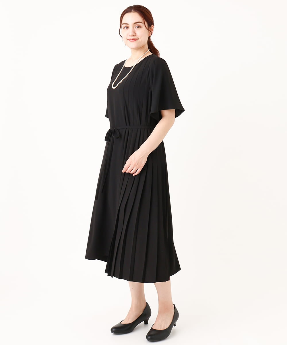 OLEIV36179 eur3(エウルキューブ) 【大きいサイズ/11号サイズあり】プリーツワンピース ブラック(94)