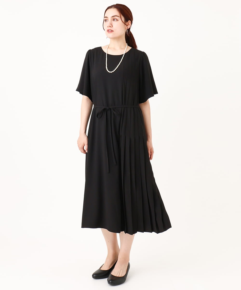 OLEIV36179 eur3(エウルキューブ) 【大きいサイズ/11号サイズあり】プリーツワンピース ブラック(94)