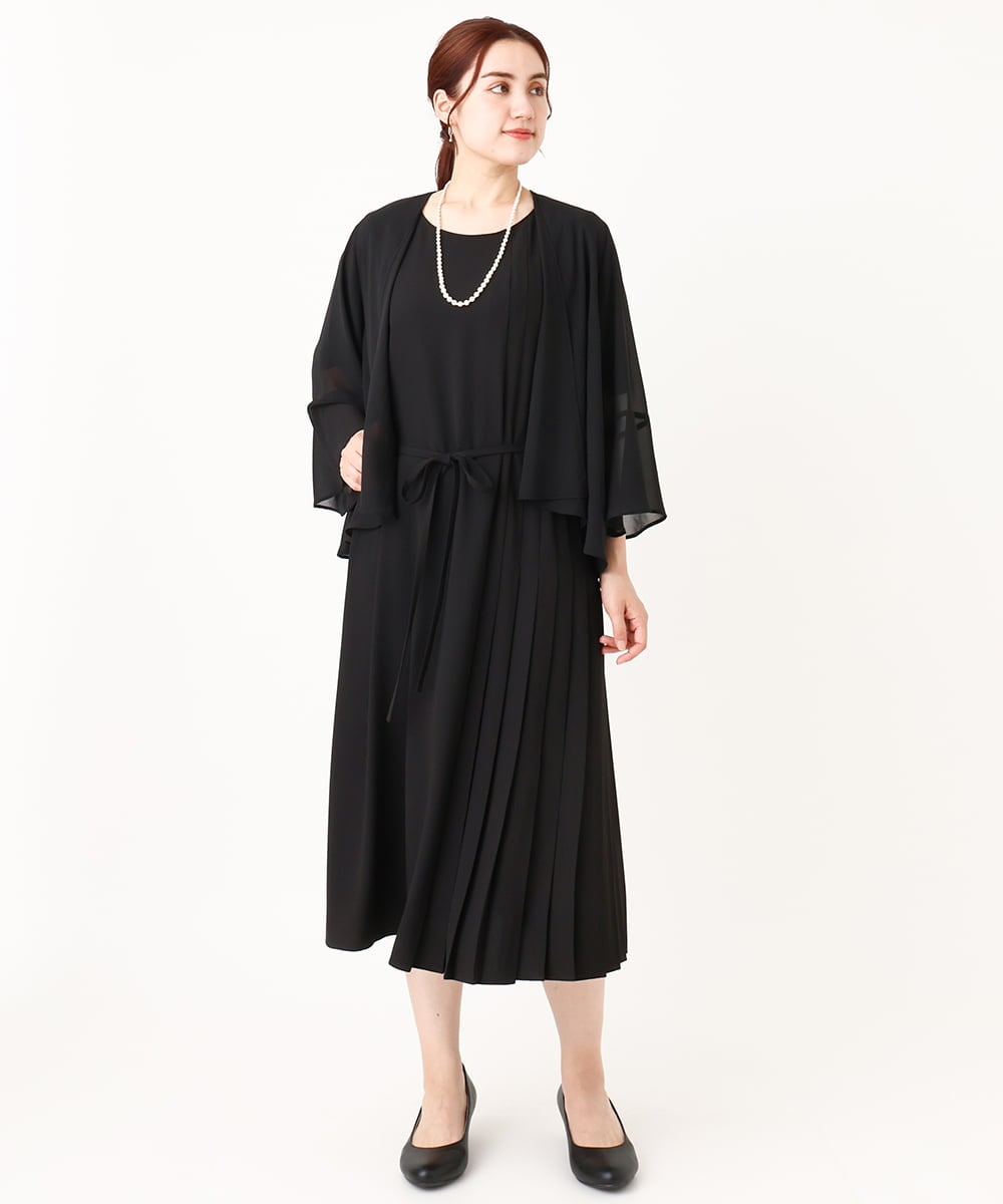OLEIV36179 eur3(エウルキューブ) 【大きいサイズ/11号サイズあり】プリーツワンピース ブラック(94)