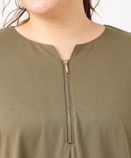 OLEIV38119 eur3(エウルキューブ) 【大きいサイズ/接触冷感】ハーフジップジャージーワンピース カーキ(36)