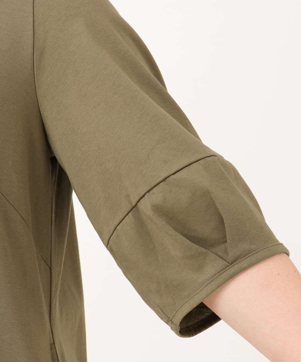 OLEIV38119 eur3(エウルキューブ) 【大きいサイズ/接触冷感】ハーフジップジャージーワンピース カーキ(36)