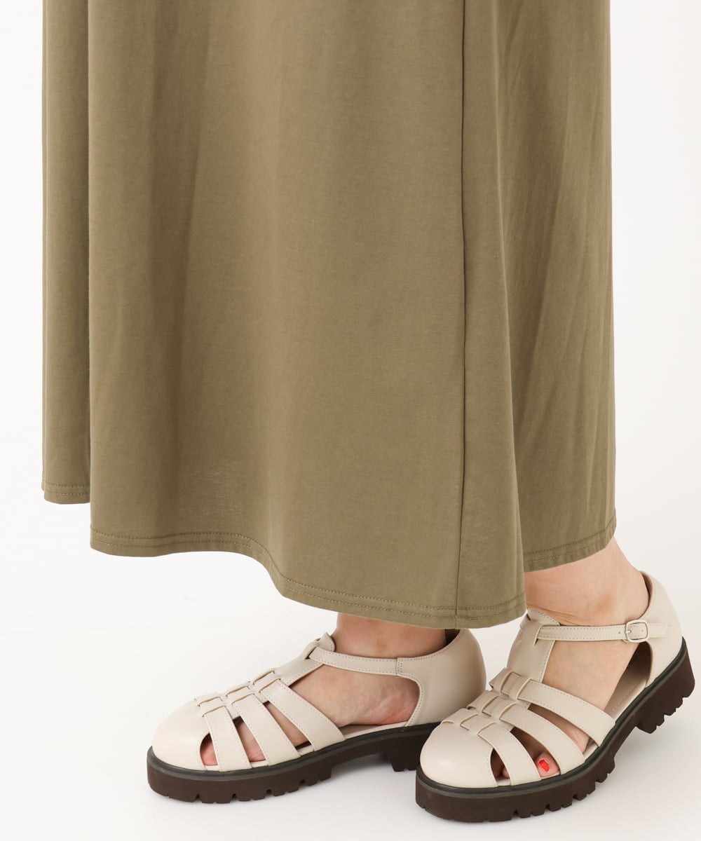 OLEIV38119 eur3(エウルキューブ) 【大きいサイズ/接触冷感】ハーフジップジャージーワンピース カーキ(36)