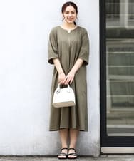 OLEIV38119 eur3(エウルキューブ) 【大きいサイズ/接触冷感】ハーフジップジャージーワンピース カーキ(36)