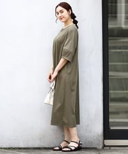 OLEIV38119 eur3(エウルキューブ) 【大きいサイズ/接触冷感】ハーフジップジャージーワンピース カーキ(36)