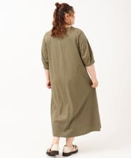 OLEIV38119 eur3(エウルキューブ) 【大きいサイズ/接触冷感】ハーフジップジャージーワンピース カーキ(36)