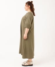 OLEIV38119 eur3(エウルキューブ) 【大きいサイズ/接触冷感】ハーフジップジャージーワンピース カーキ(36)