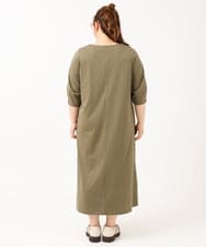 OLEIV38119 eur3(エウルキューブ) 【大きいサイズ/接触冷感】ハーフジップジャージーワンピース カーキ(36)