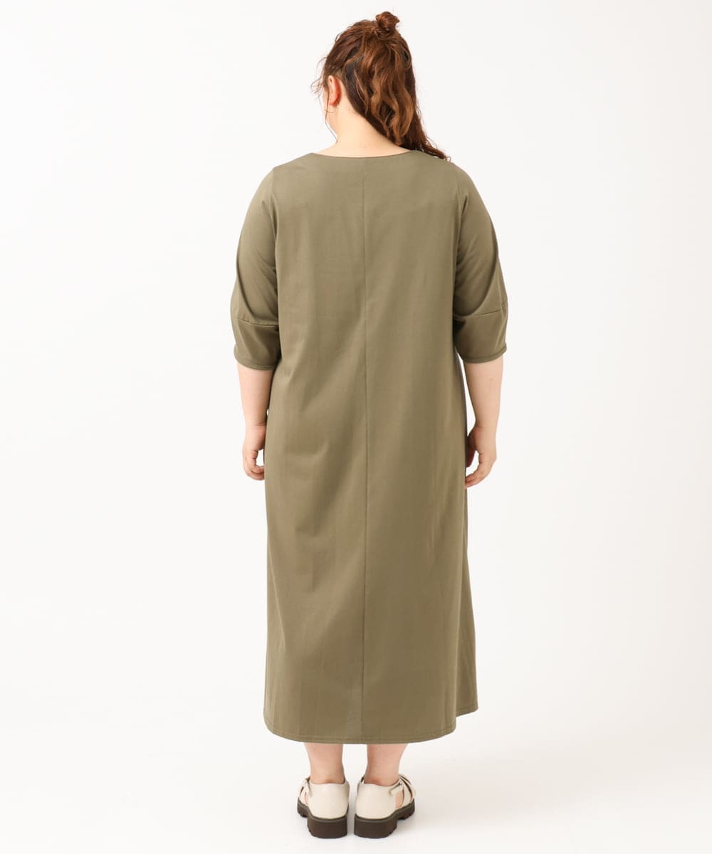 OLEIV38119 eur3(エウルキューブ) 【大きいサイズ/接触冷感】ハーフジップジャージーワンピース カーキ(36)