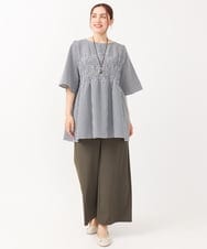 OLEIV39099 eur3(エウルキューブ) 【大きいサイズ】ギンガムチェックシャーリングチュニック アイボリー(80)