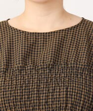 OLEIV39099 eur3(エウルキューブ) 【大きいサイズ】ギンガムチェックシャーリングチュニック キャメル(83)