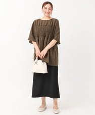 OLEIV39099 eur3(エウルキューブ) 【大きいサイズ】ギンガムチェックシャーリングチュニック キャメル(83)