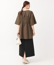 OLEIV39099 eur3(エウルキューブ) 【大きいサイズ】ギンガムチェックシャーリングチュニック キャメル(83)