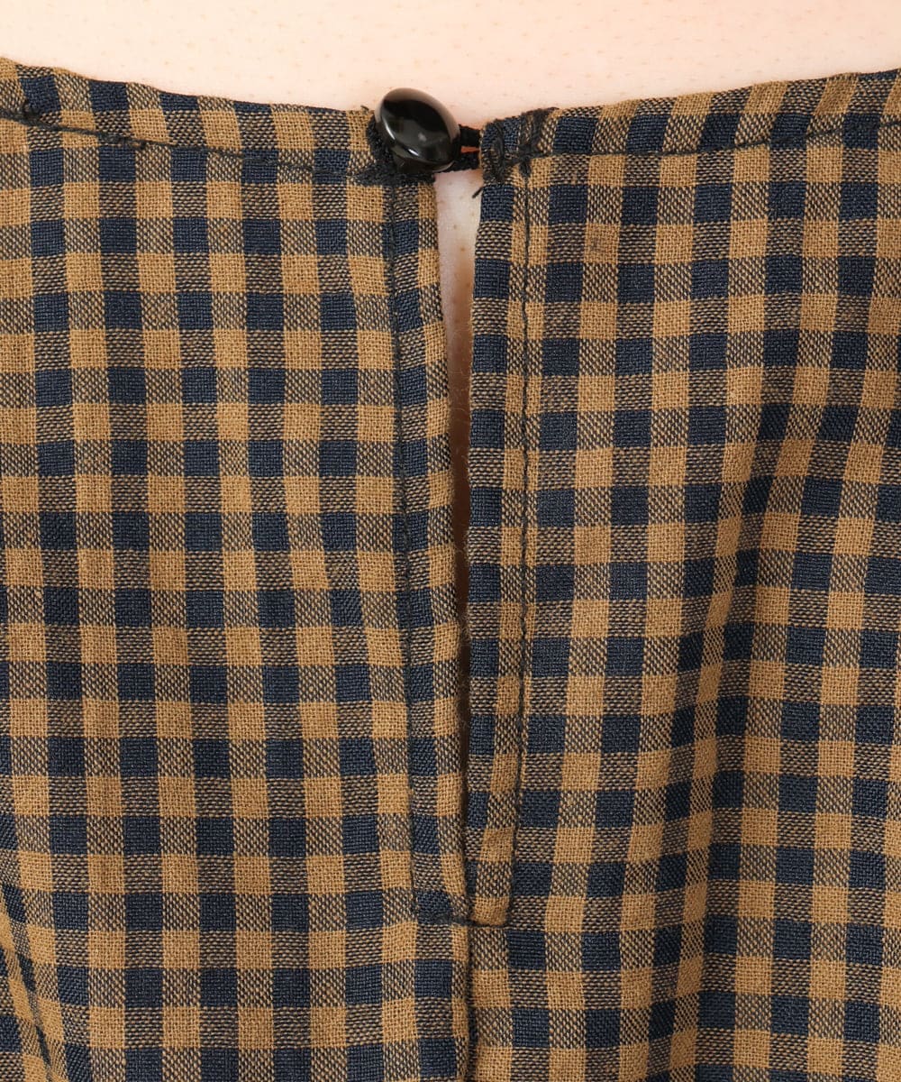OLEIV39099 eur3(エウルキューブ) 【大きいサイズ】ギンガムチェックシャーリングチュニック キャメル(83)