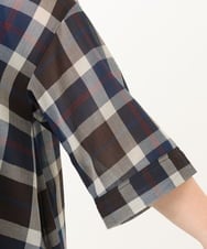 OLEJA01089 eur3(エウルキューブ) 【大きいサイズ】シアーチェックシャツチュニック ネイビー(57)