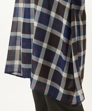 OLEJA01089 eur3(エウルキューブ) 【大きいサイズ】シアーチェックシャツチュニック ネイビー(57)