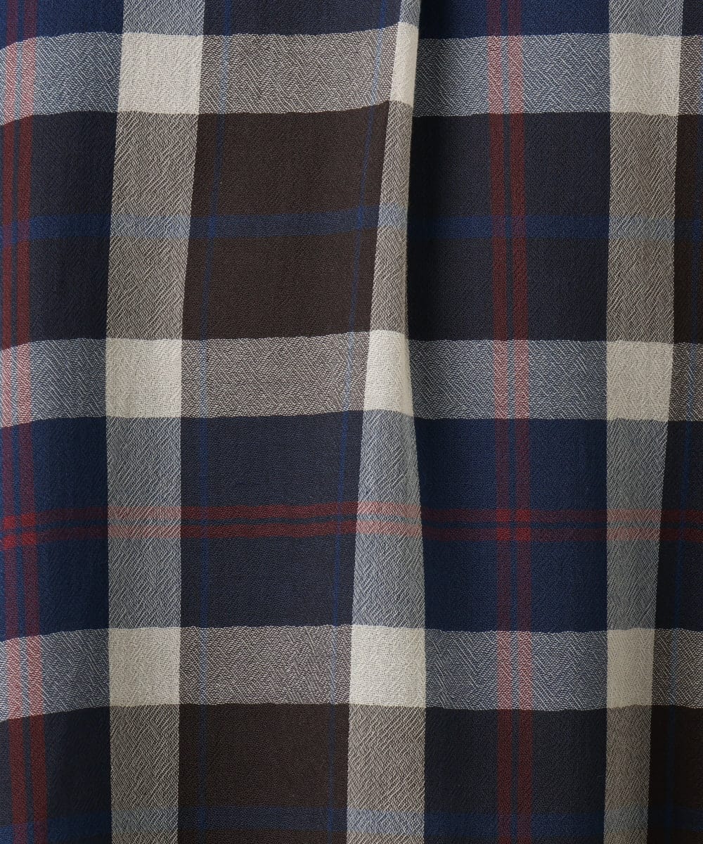 OLEJA01089 eur3(エウルキューブ) 【大きいサイズ】シアーチェックシャツチュニック ネイビー(57)