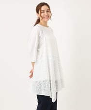 OLEJA02099 eur3(エウルキューブ) 【大きいサイズ/セットアイテム】レースキャミソール×Tシャツセット ホワイト(90)