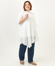 OLEJA02099 eur3(エウルキューブ) 【大きいサイズ/セットアイテム】レースキャミソール×Tシャツセット ホワイト(90)