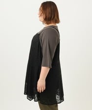 OLEJA02099 eur3(エウルキューブ) 【大きいサイズ/セットアイテム】レースキャミソール×Tシャツセット ブラック(94)