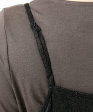 OLEJA02099 eur3(エウルキューブ) 【大きいサイズ/セットアイテム】レースキャミソール×Tシャツセット ブラック(94)