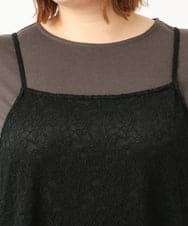OLEJA02099 eur3(エウルキューブ) 【大きいサイズ/セットアイテム】レースキャミソール×Tシャツセット ブラック(94)