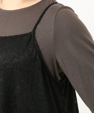 OLEJA02099 eur3(エウルキューブ) 【大きいサイズ/セットアイテム】レースキャミソール×Tシャツセット ブラック(94)