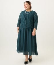 OLEJA03189 eur3(エウルキューブ) 【大きいサイズ】スカラレースワンピース グリーン(35)