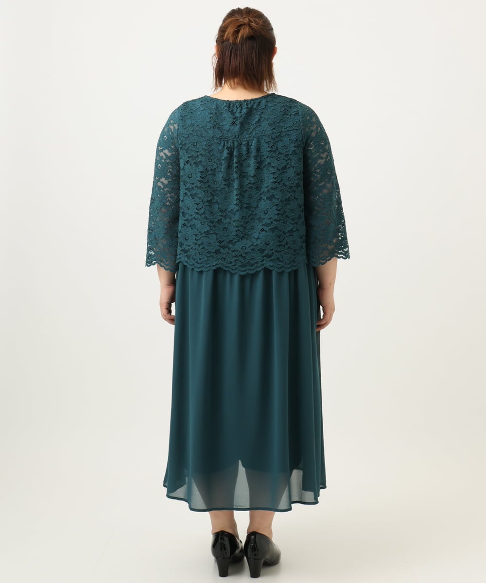 OLEJA03189 eur3(エウルキューブ) 【大きいサイズ】スカラレースワンピース グリーン(35)