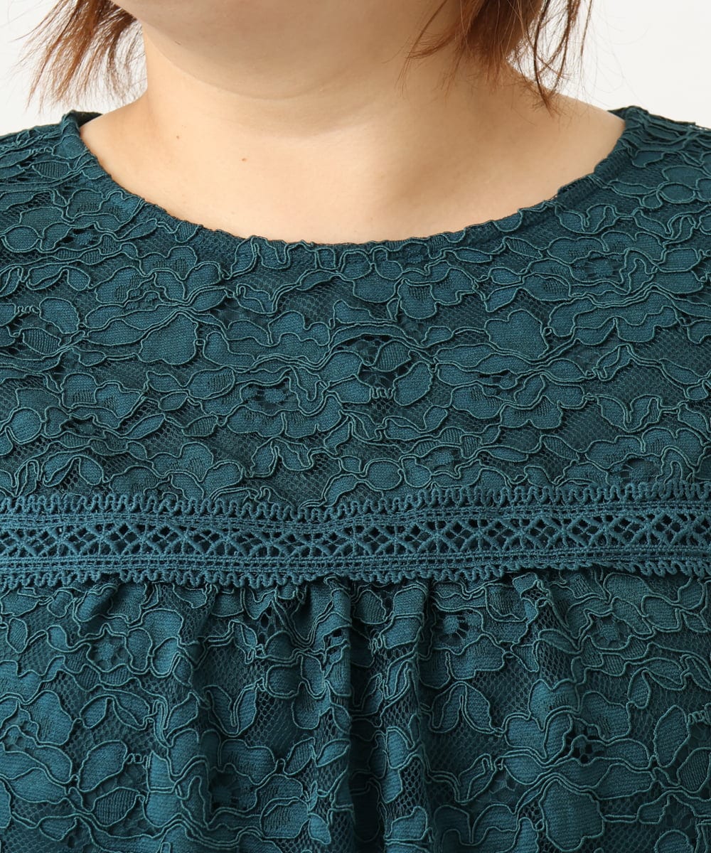 OLEJA03189 eur3(エウルキューブ) 【大きいサイズ】スカラレースワンピース グリーン(35)