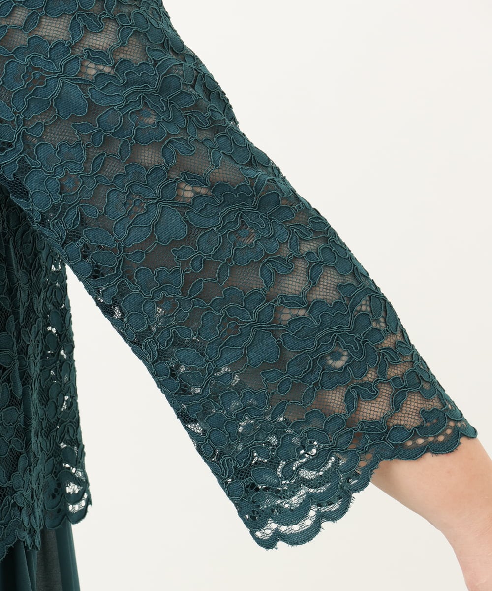 OLEJA03189 eur3(エウルキューブ) 【大きいサイズ】スカラレースワンピース グリーン(35)