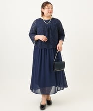 OLEJA03189 eur3(エウルキューブ) 【大きいサイズ】スカラレースワンピース ネイビー(57)