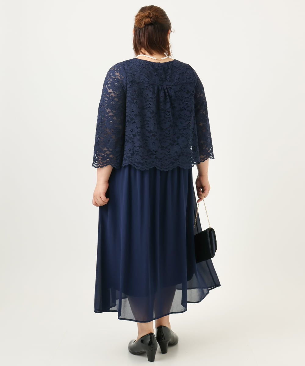 OLEJA03189 eur3(エウルキューブ) 【大きいサイズ】スカラレースワンピース ネイビー(57)