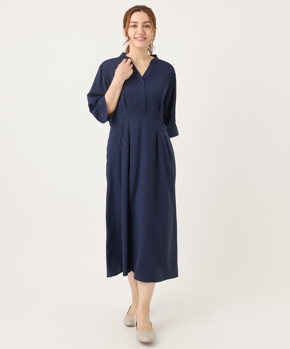 OLEJA11119 eur3(エウルキューブ) 【大きいサイズ/LAVEANGE×eur3】タックワンピース ネイビー(57)